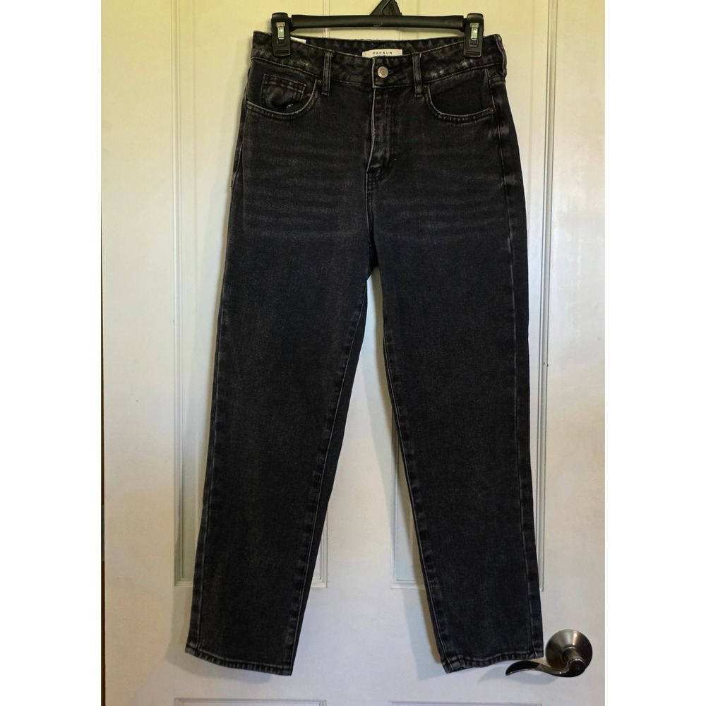 PacSun Mom Jeans High Waisted Faded Black Denim Size 25 100% Cotton Y2K Grunge